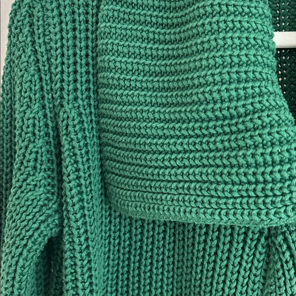 Talbots Pine Green Full Collar Cotton Sweater - Picture 2 of 6